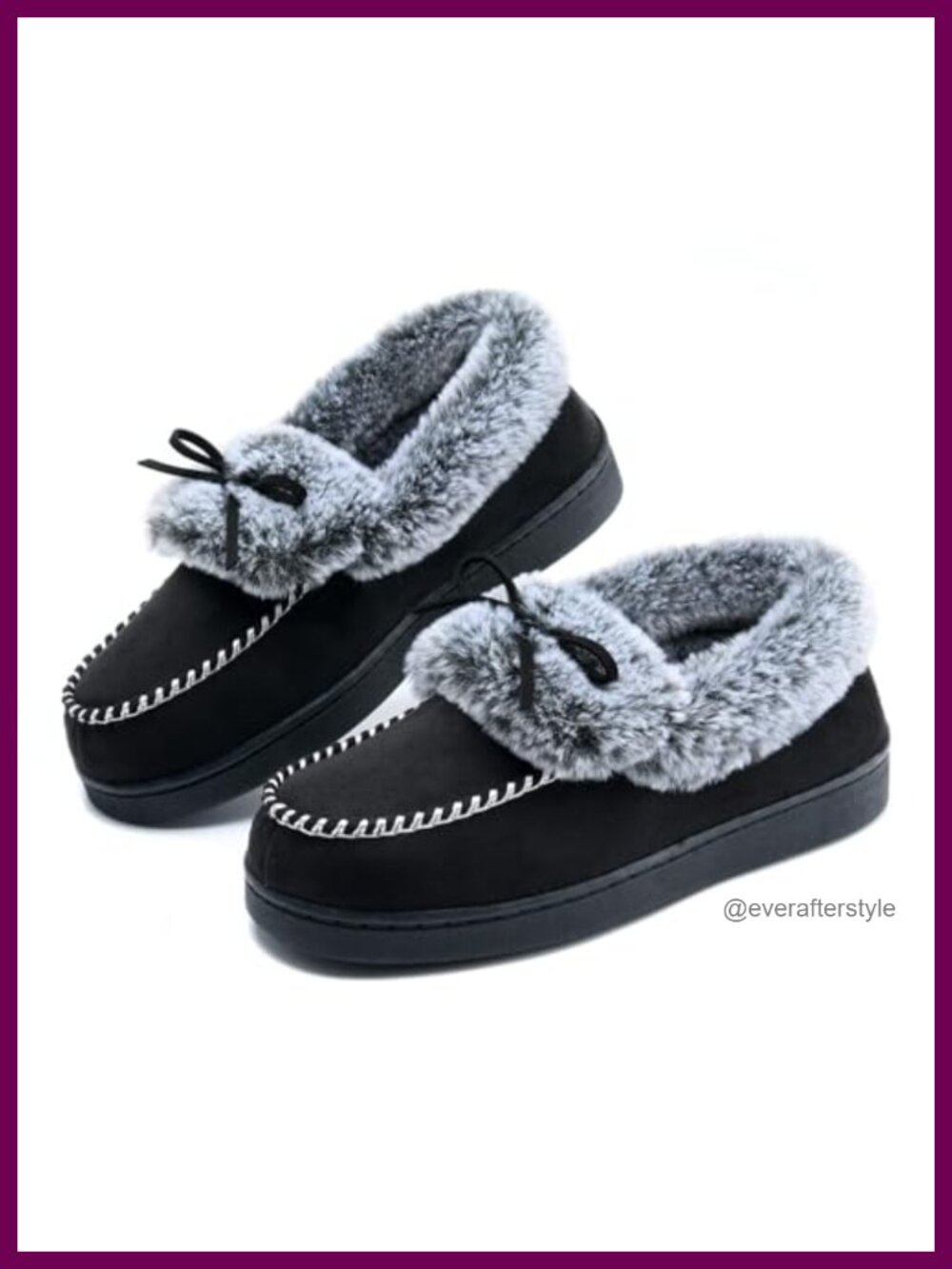 Fuzzy Faux Fur Lined Suede Mocc Memory Foam Closed Back